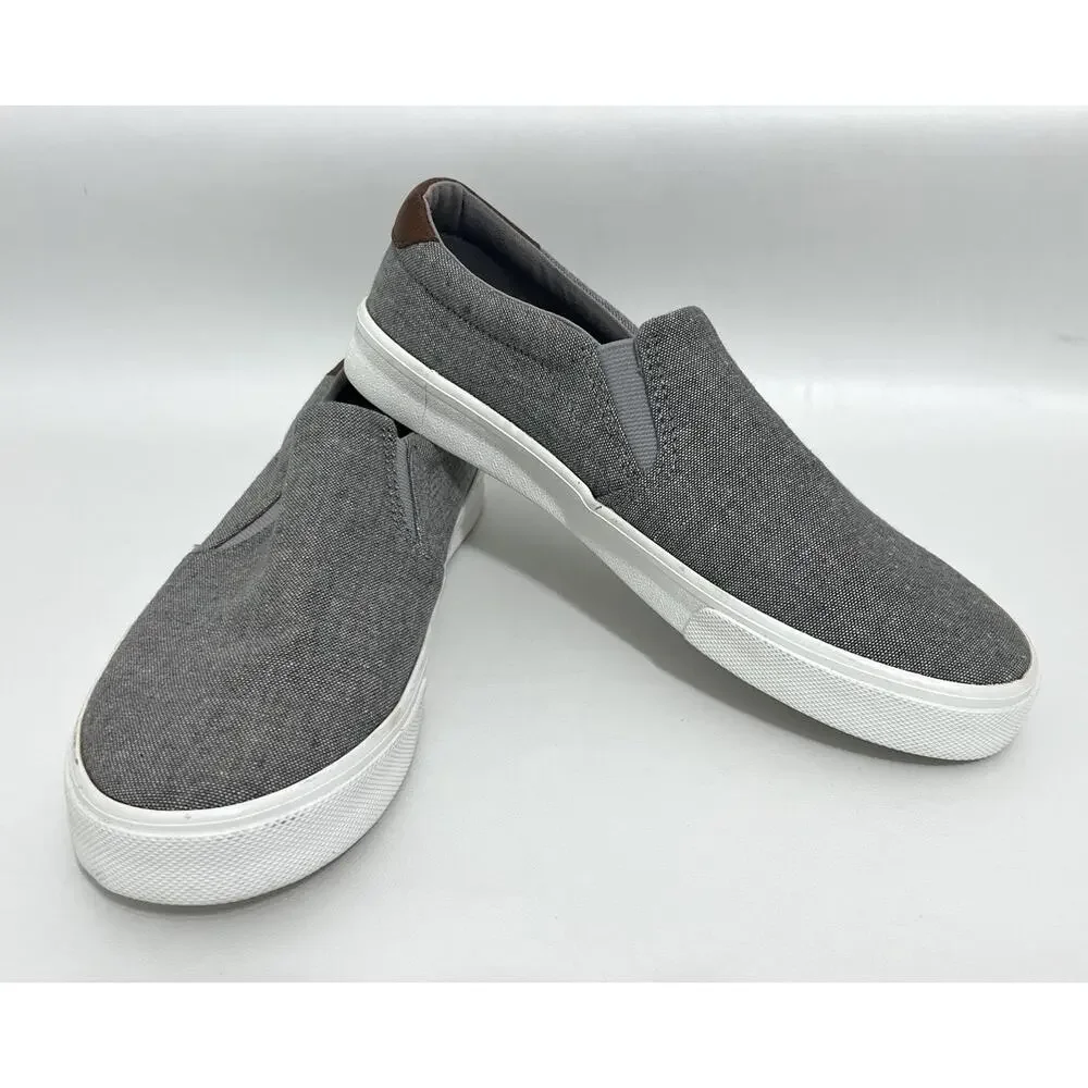 Old Navy Men’s Gray Canvas Slip On Sneakers Size 8 Casual Comfort Shoes